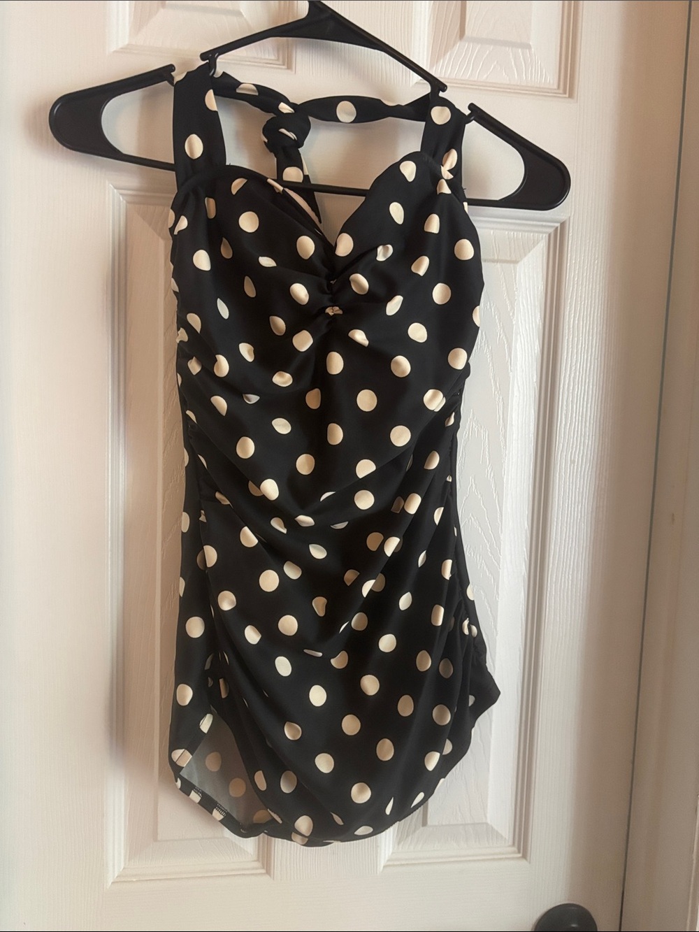 Esther Williams Black Polka Dot Halter One-Piece Swimsuit